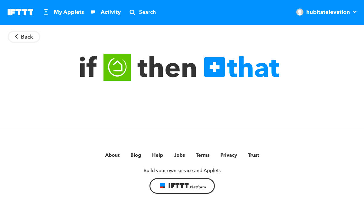 Screenshot of "that" link in IFTTT