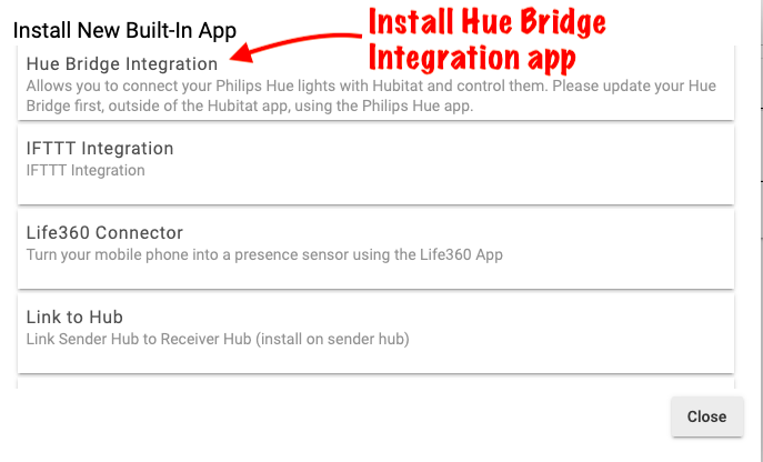 Install Hue Bridge Integration app v2.png