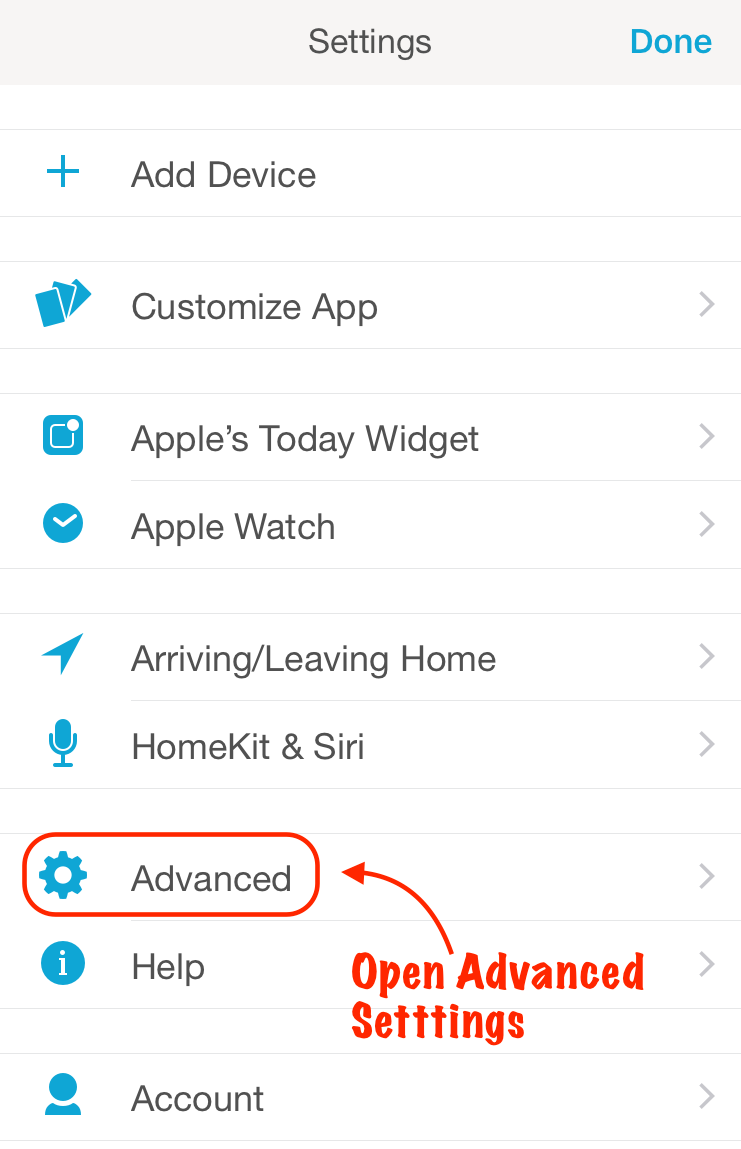 Lutron app Advanced settings.png