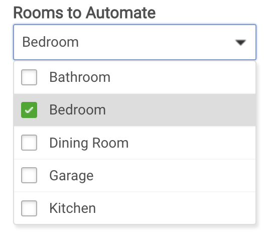 Screenshot - Room List for Rooms to Automate in Room Lights